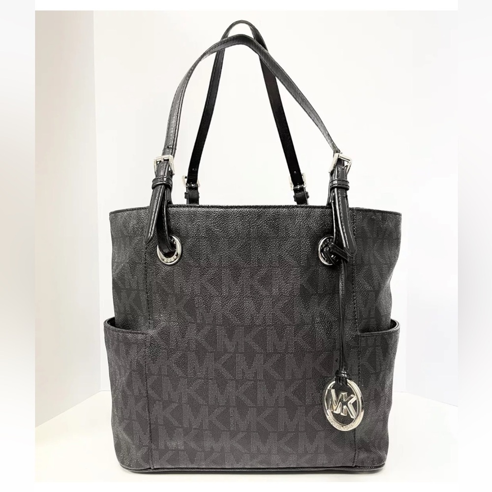 Michael Kors Jet Set Monogram Signature Logo Tote - Black